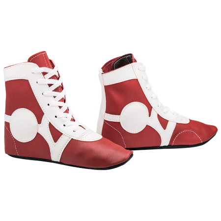Купить Обувь для самбо SM-0102, кожа, красный Rusco в Буйнакске 