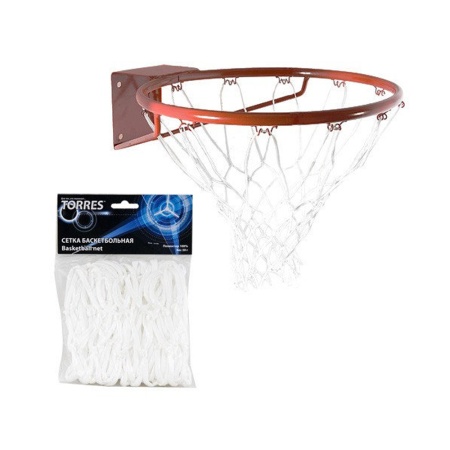 Купить Сетка баскетбольная Torres, нить 4 мм, белая в Буйнакске 
