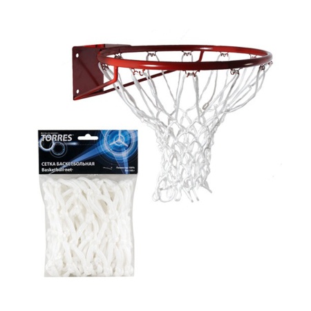 Купить Сетка баскетбольная Torres, нить 6 мм, белая в Буйнакске 
